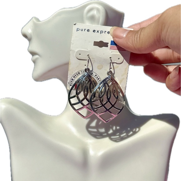 Pure Expressions earrings silver mash teardrop new with tag - Picture 1 of 4